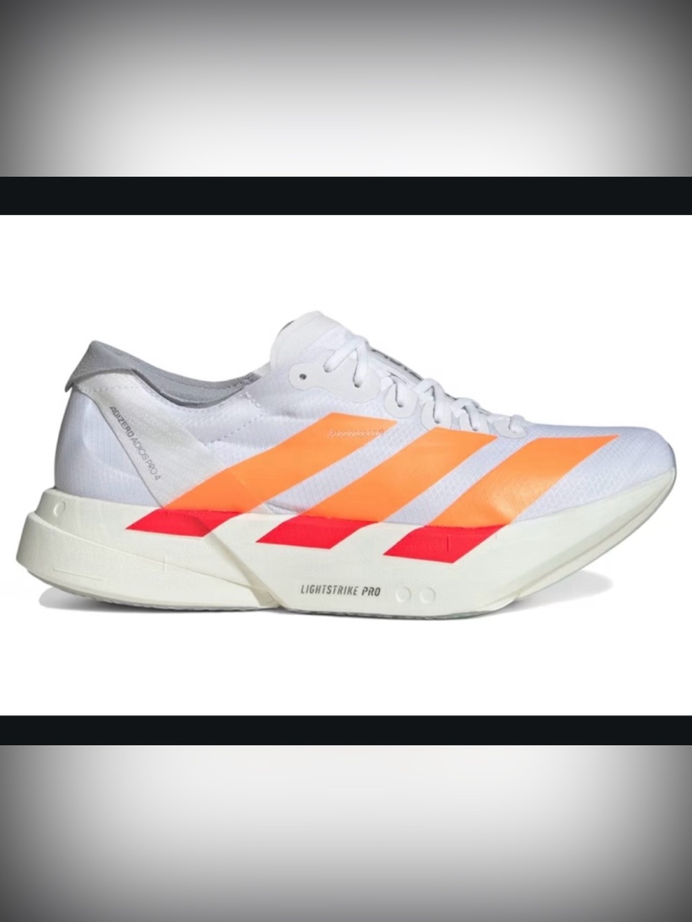 adidas White Running Sneaker with Orange and Red Accents